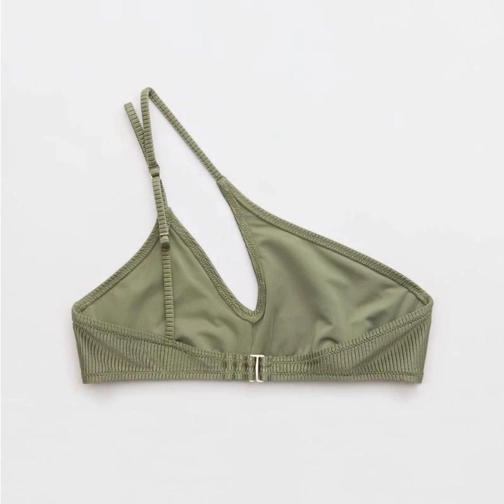 Aerie Shine Rib One Shoulder Bandeau Bikini Top Sz S (S1) - Picture 4 of 9